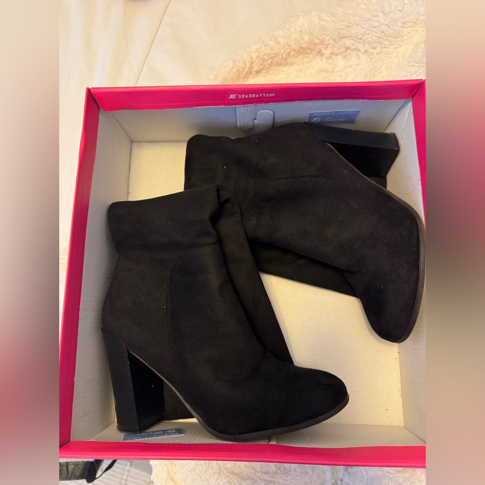 JustFab Black Heeled Boots